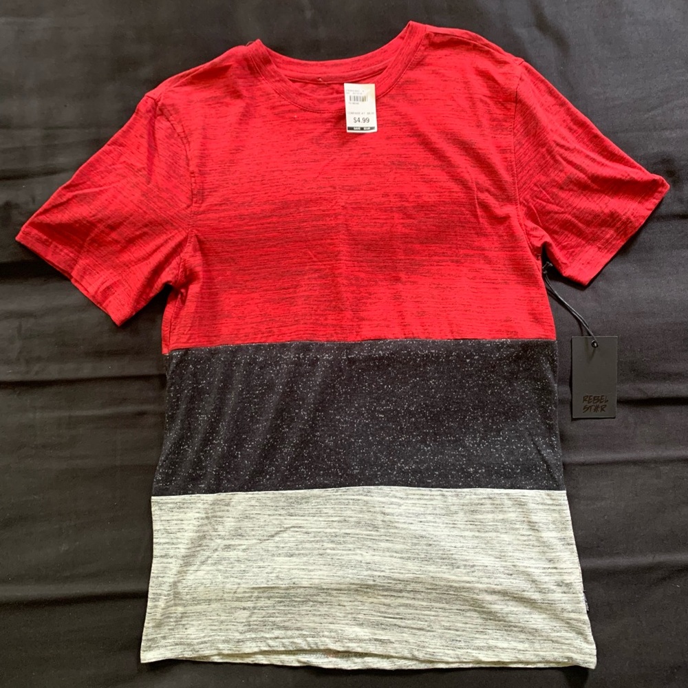 Rebel Star Men’s Tri-color T-shirt (Red/Black/Grey)